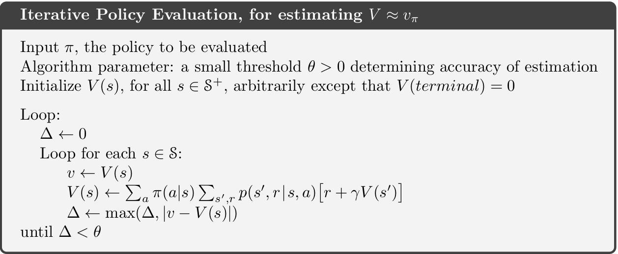 Iterative policy evaluation [@Sutton18].