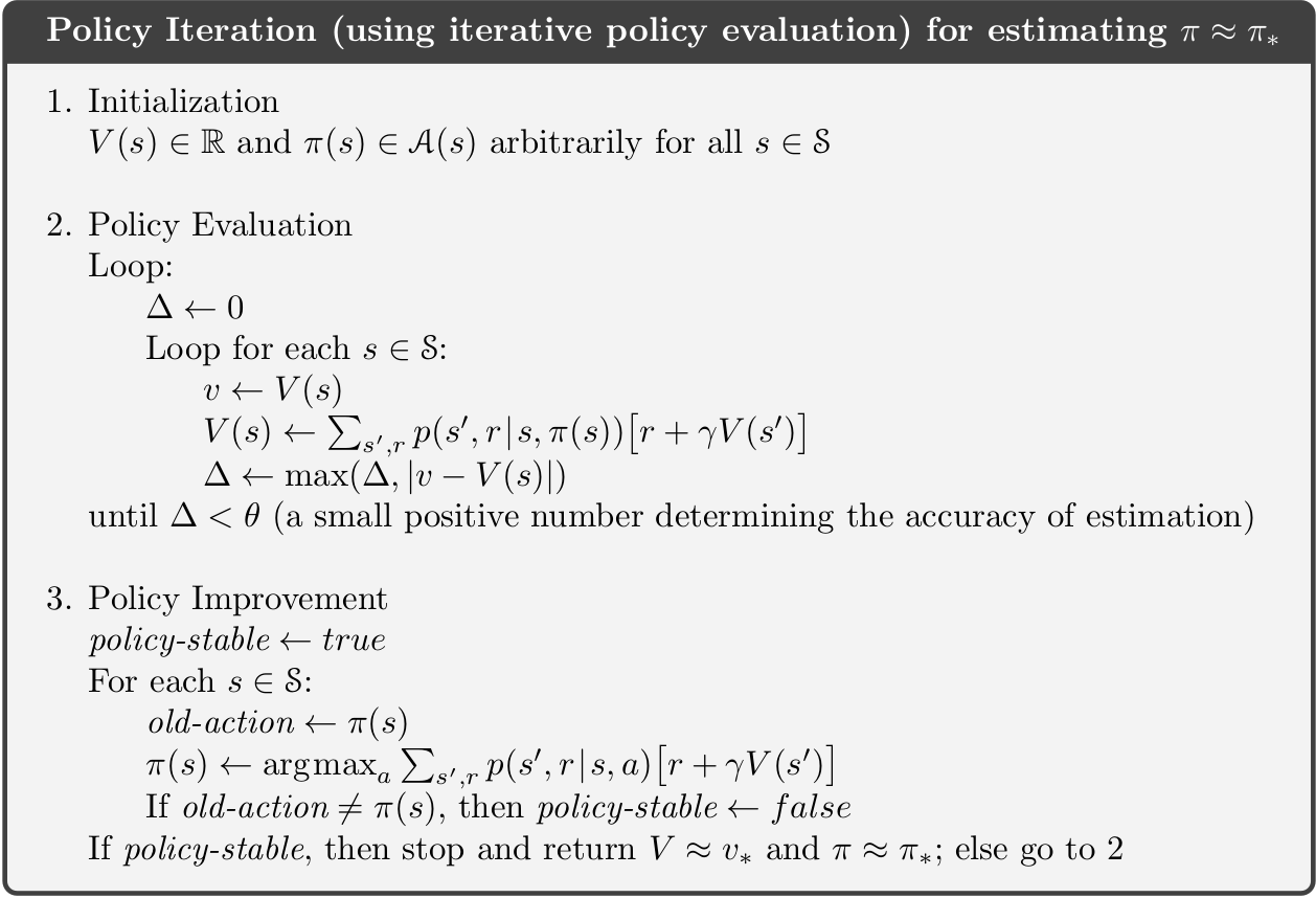 Policy iteration [@Sutton18].