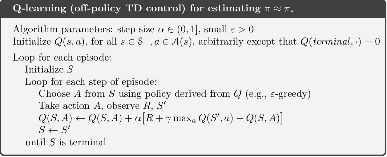 Q-learning - Off-policy GPI using TD [@Sutton18].